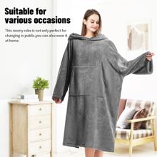 MUTAO 1 Miếng Lông cừu san hô Áo choàng tắm Với Lớn Túi Và Mũ , Nhanh khô , Ấm áp , Có thể mang đi , Chống sáng , Đối với Lặn , Bơi lội , bờ biển , Các hoạt động ngoài trời - than màu xám - Xem 5