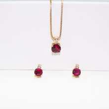 銅製豪華紅寶石、水晶、玻璃水晶嵌入耳環和項鍊套裝- 結婚、宴會、休閒假日或約會理想之選(包含頸鍊和耳環) - 酒紅色 - 查看 3