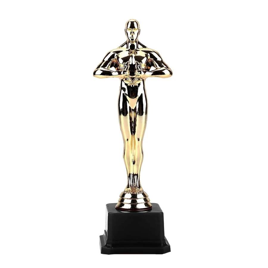 1pc Mini Oscar Award Trophy - Made Of Plastic, Suitable For School Sports Training, Golden Cup - Gold - View 1