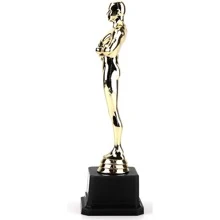 1pc Mini Oscar Award Trophy - Made Of Plastic, Suitable For School Sports Training, Golden Cup - Gold - View 6