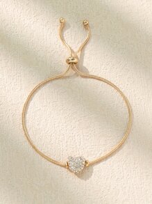 1 قطعة سوار انيق مرصع بحجر المكعب على شكل قلب باللون الذهبي/الفضي مناسب للنساء