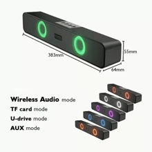 15英寸無綫音箱書桌盒音箱支撐存儲卡,音頻輸入介面,BT家庭便攜 - 黑色 - 查看 4