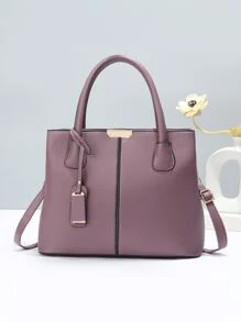 防水時尚時尚手提包附配件，大容量手提包，單肩包，復古手提包，簡約，經典皮革大包女式，女士，情侶旅行，工作和辦公室，週末和假期 - 紫色 - 查看 2
