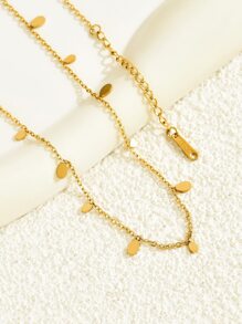 1pc Fashionable Minimalist Teardrop Stainless Steel Necklace, Suitable For Women's Daily Outfit And Gift