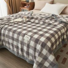 Đa chức năng Bốn Chăn nỉ Flannel Với Dệt hoa Nhung Lấm tấm Sọc In Đen Và Cà phê Màu sắc Đối với Sofa , Ngủ trưa Và Giường - Màu be - Xem 3