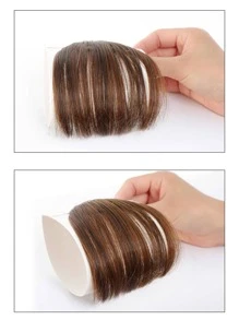 劉海合成纖維頭髮,夾片劉海接髮,空氣劉海假髮適合女士女孩,曲綫劉海適用於日常穿著 - Light Brown - 查看 2