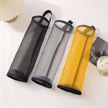 1 Pieza Porta Bolsas De Plástico, Dispensador De Almacenamiento Colgante De Malla, Organizador Colgante Plegable, Transpirable Y Lavable De Bolsas De Basura De Malla Para Almacenamiento De Bolsas De Plástico, Suministros De Cocina - Gris - Ver 3