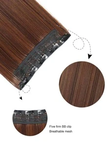 合成 5 片接发 长直发 棕色 80 厘米 女士天然假发 - Light Brown - 查看 6