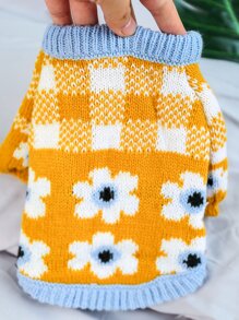 1 Miếng Quần áo thú cưng Mềm mại & Thoải mái & Ấm áp Hoa Mô hình Áo len Đối với Chó Và Mèo - Màu vàng - Xem 6