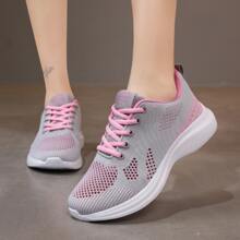 Femme Chaussures De Sport Été Nouveau Maille Respirante Léger Absorption Des Chocs Anti-Dérapant Chaussures De Course Pour Femme - Rose bonbon - Voir 9