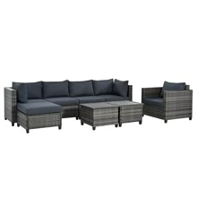 Nestfair 8-Piece Wicker Patio Conversation Set With Cushions And Coffee Table
