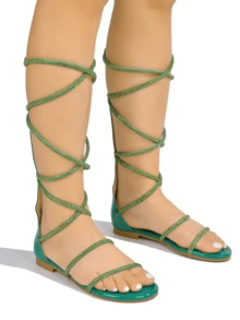 Sandalias planas de mujer - Verde - Ver 2