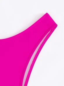 Women's Solid Color Bikini Bottom Sexy Cheeky Shorts Summer - Hot Pink - View 4