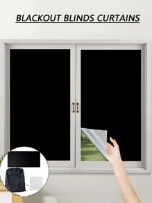 1 Pieza De Tela Para Ventanas Bloqueadora De Luz Más Oscura Y 100% Removible, Para Hacer La Ventana Totalmente A Oscuras, De Vidrio Total, Para Oscurecer La Privacidad Y Para Tintar En Negro Las Pegatinas De Ventana - Negro - Ver 1