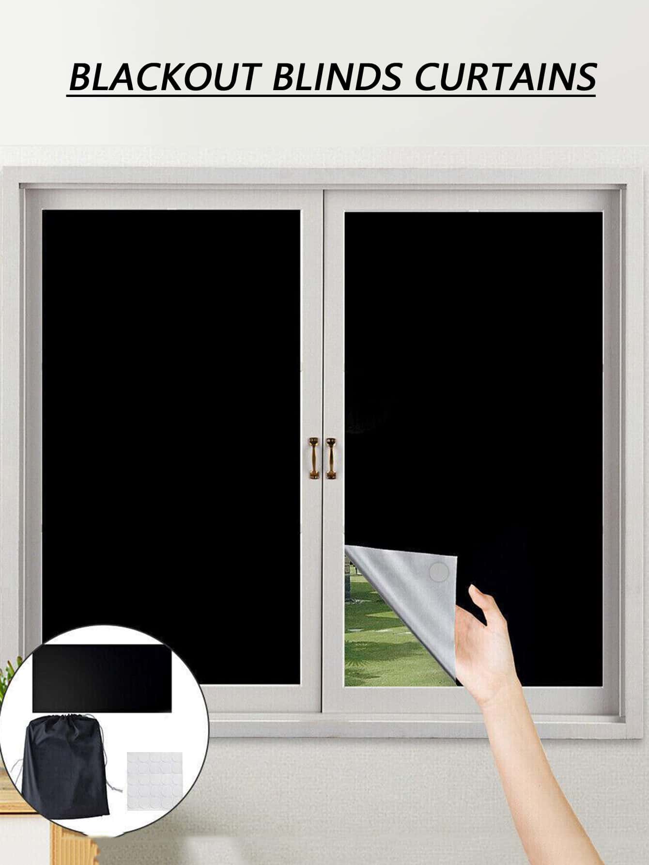 1 Pieza De Tela Para Ventanas Bloqueadora De Luz Más Oscura Y 100% Removible, Para Hacer La Ventana Totalmente A Oscuras, De Vidrio Total, Para Oscurecer La Privacidad Y Para Tintar En Negro Las Pegatinas De Ventana - Negro - Ver 1