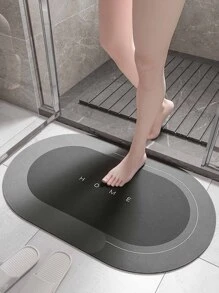 Natural Rubber Elliptical Silica Gel Soft Mat, Absorbent Mat For Bathroom Door, Foot Mat For Drying & Anti-skid, Toilet Rug & Bathroom Mat, Sizes 40x60cm And 50x80cm - Dark Grey - View 2