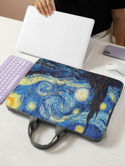 Bolsa para portátil con estampado de pintura al óleo, funda para portátil, bolsa de ordenador para estudiantes escolares, estuche para portátil, maletín de ordenador, funda para iPad, funda para tablet, para negocios, viajes, escuela, universidad, oficina, estudiantes, profesores, regalos para profesores, suministros escolares, bolsa universitaria, vuelta al cole, esenciales escolares para profesores, estudiantes universitarios, organizador de aula, bolsas para portátiles de aula