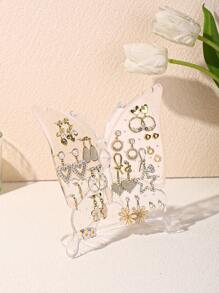 1 pieza estante de plástico para almacenamiento de joyas, soporte organizador de joyas con forma de mariposa transparente para pendientes - transparente - Ver 6