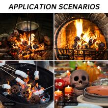 1 pieza, Decoración de cráneo de cerámica para fogata de Halloween, Cráneo resistente al fuego reutilizable para fogata, Decoración de Halloween para fiestas, asados, fogatas, chimeneas, gas, decoraciones de cráneo de terror de Halloween, accesorio festivo, decoración de escena - Gris - Ver 3
