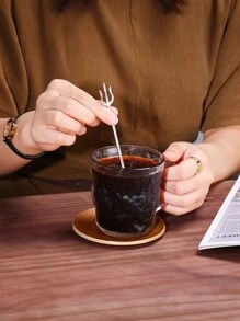 1 顆不鏽鋼三叉戟新穎水果叉多功能雞尾酒鎬咖啡攪拌器 - 黑色 - 查看 9