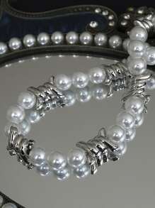 Dây chuyền thiết kế ngọc trai và gai cho nam, phong cách Punk Gothic Châu Âu và Mỹ, độc đáo, cá nhân hóa, trang sức đôi cao cấp nhẹ nhàng. - trắng - Xem 1