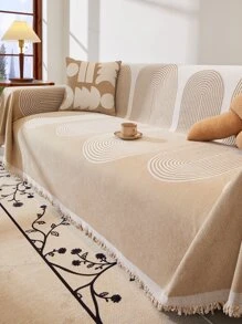 1 Pièce Serviette De Canapé À Motif De Ligne, Housse De Canapé Résistante Aux Rayures Et À La Saleté Lavable, Utilisée Pour La Décoration De Chambre À Coucher, De Bureau, De Salon Et De Maison, Toutes Saisons.