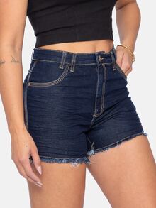 Women Denim Shorts - Dark Wash - View 3