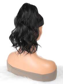 黑色14英寸噴泉高馬尾假髮,女性長髮充滿活力的假髮,輕松半蓬鬆瀑布捲髮高馬尾假髮 - 黑色 - 查看 3