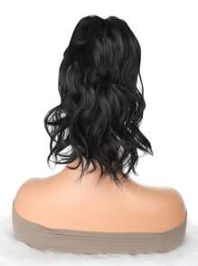 黑色14英寸噴泉高馬尾假髮,女性長髮充滿活力的假髮,輕松半蓬鬆瀑布捲髮高馬尾假髮 - 黑色 - 查看 4