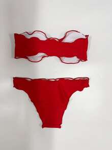 New Style Wrapped Chest Bikini European And American Colourblock Ruched Women's Two-Piece Swimsuit - Multicolor - View 2