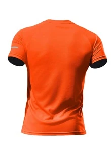 Camiseta de cuello redondo de manga corta casual y transpirable estilo novio, ropa deportiva de verano para actividades al aire libre - Naranja - Ver 2