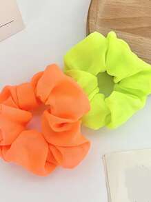 5/6/8 pièces Élastiques à cheveux multicolores fluorescents pour femmes, Chouchous en mousseline, Supports de queue de cheval, Convient pour les accessoires capillaires et les accessoires de tête à usage quotidien - Multicolore - Voir 3