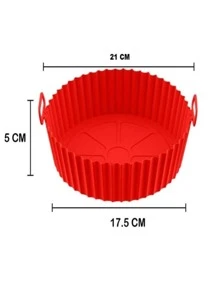 Kit 2 Cesto De Silicone Forma Redonda Air Fryer E Forno Fritadeira Elétrica Com Alça - Tamanho Único - Visão 4