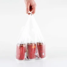 50入組白色透明塑料包帶手柄,攜帶背心包適用於雜貨&餐飲包裝使用在,餐廳,雜貨店店鋪和水果店鋪 - 無色 - 查看 9
