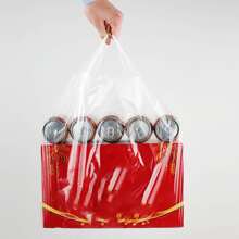 50入組白色透明塑料包帶手柄,攜帶背心包適用於雜貨&餐飲包裝使用在,餐廳,雜貨店店鋪和水果店鋪 - 無色 - 查看 8