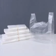 50入組白色透明塑料包帶手柄,攜帶背心包適用於雜貨&餐飲包裝使用在,餐廳,雜貨店店鋪和水果店鋪 - 無色 - 查看 2