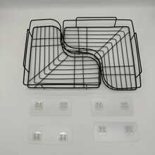 1 件套浴室储物架，利用这款无需钻孔的转角淋浴架和粘合挂钩，最大限度地利用浴室储物空间 - 黑色 - 查看 5