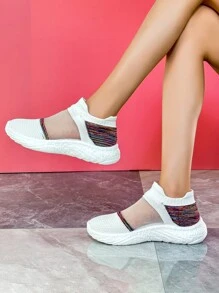 Ultra-light Breathable Knitted Sports Casual Shoes For Couples With Low Heels And Popcorn Soles