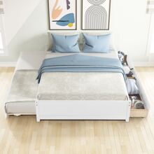 Nestfair Wooden Full Size Platfrom Bed With Trundle And 2-Drawer