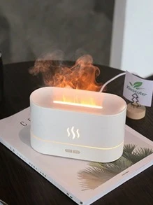 1個芳香療法擴香器,空氣加濕器,超聲波冷霧製造,噴霧器,led火焰燈,芳香療法機器 - 黑色 - 查看 9