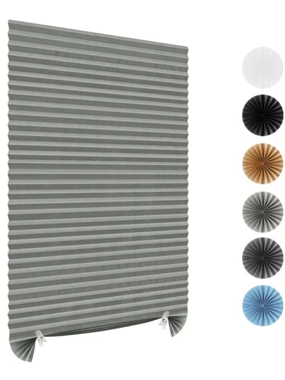 1pc Solid Color Cordless Pleated Fabric Shade Temporary Blinds Suitable For Living Room, Office, Bedroom, Kitchen, Bathroom Gifts Birthday Graduation