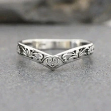 1pc Vintage Exquisite V Shaped Thumb Ring For Women, Stackable Design, Suitable For Wedding, Party, Festival, And Everyday Wear - Bạc - Xem 1