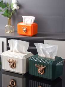 Luxury Plastic Deer Tissue Box Cover, High-grade Automatic Pop-up Tissue Dispenser - White - View 9