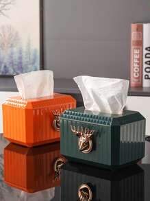 Luxury Plastic Deer Tissue Box Cover, High-grade Automatic Pop-up Tissue Dispenser - White - View 8