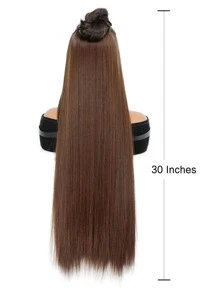 合成 5 片接发 长直发 棕色 80 厘米 女士天然假发 - Light Brown - 查看 5