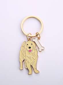 Cute 1pc Men's Golden Retriever Shaped Metal Keychain, Backpack Charm For Dog Lovers, Gift Car Accessories Bag Charm School