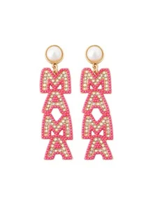 1對粗粉色珠寶合金耳環,帶鑽石細節,適合女性日常佩戴