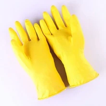 1雙黃色的橡膠手套適用於清潔,,園藝-防水和防污 - 黃色 - 查看 5