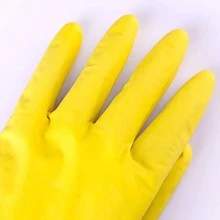 1雙黃色的橡膠手套適用於清潔,,園藝-防水和防污 - 黃色 - 查看 8