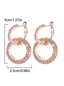 1pair Micro Inlaid Geometric Circle Pendant Earrings
